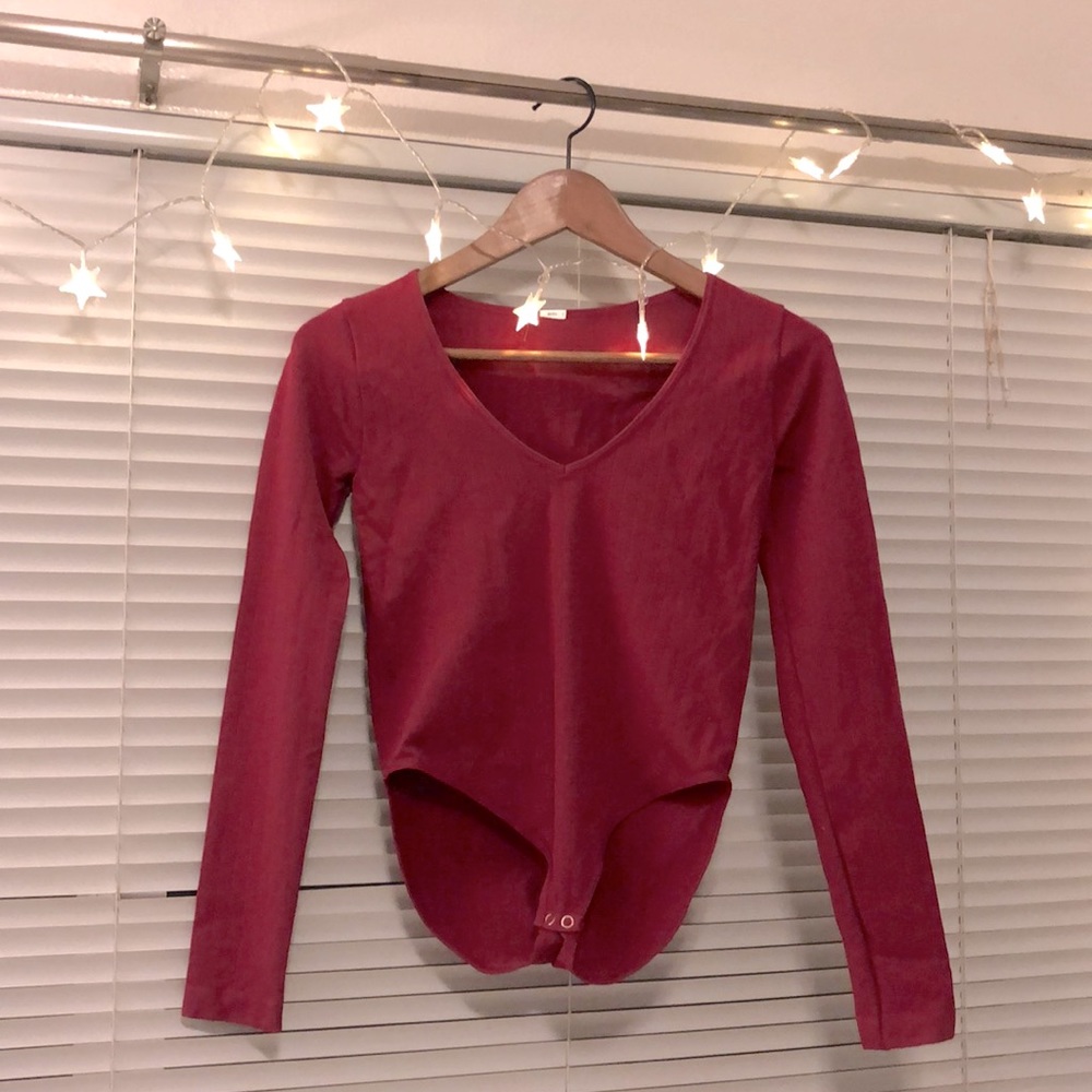 Forever 21 Ribbed Long Sleeve Bodysuit, S